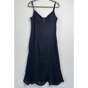Ralph Lauren Black Slip Dress with Lace Hem